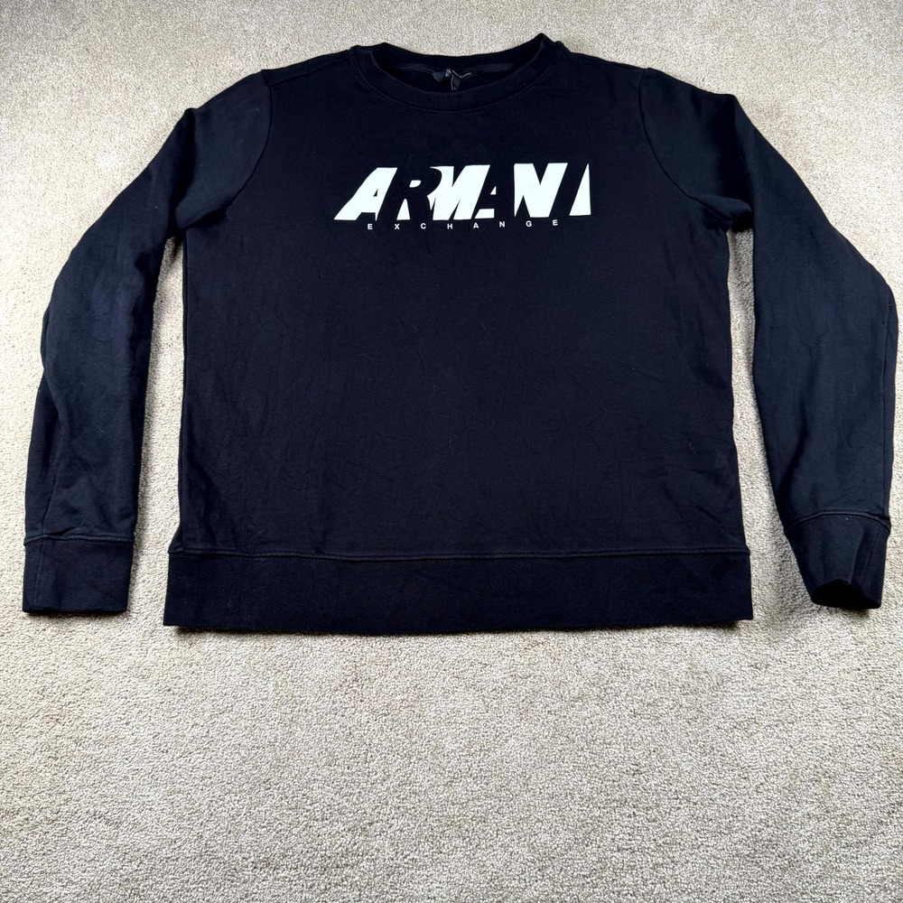 A|X Armani Exchange Sweatshirt Womens XL Black Graphic Long Sleeve Crew Neck